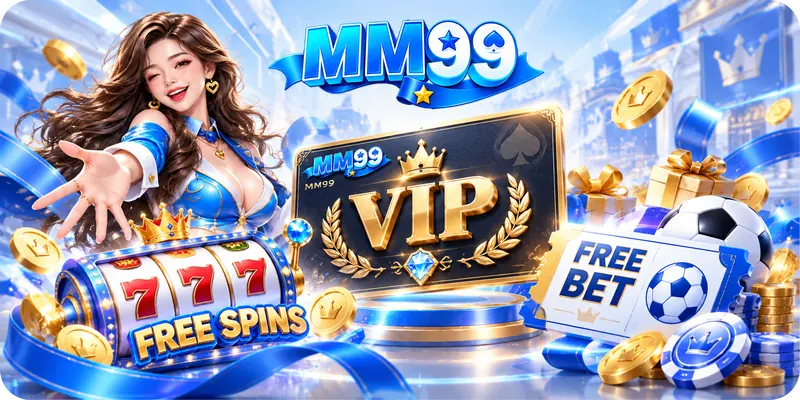 Thẻ VIP MM99 cùng biểu tượng Free Spins và Free Bet